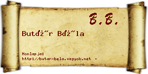 Butár Béla névjegykártya